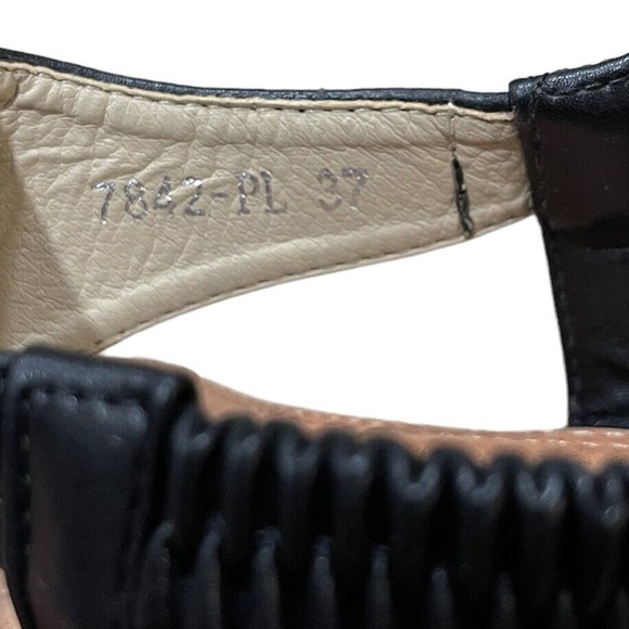 Super Women Italian Leather Size 37 Black Jewel Cushion Comfort Sandals - Picture 7 of 8